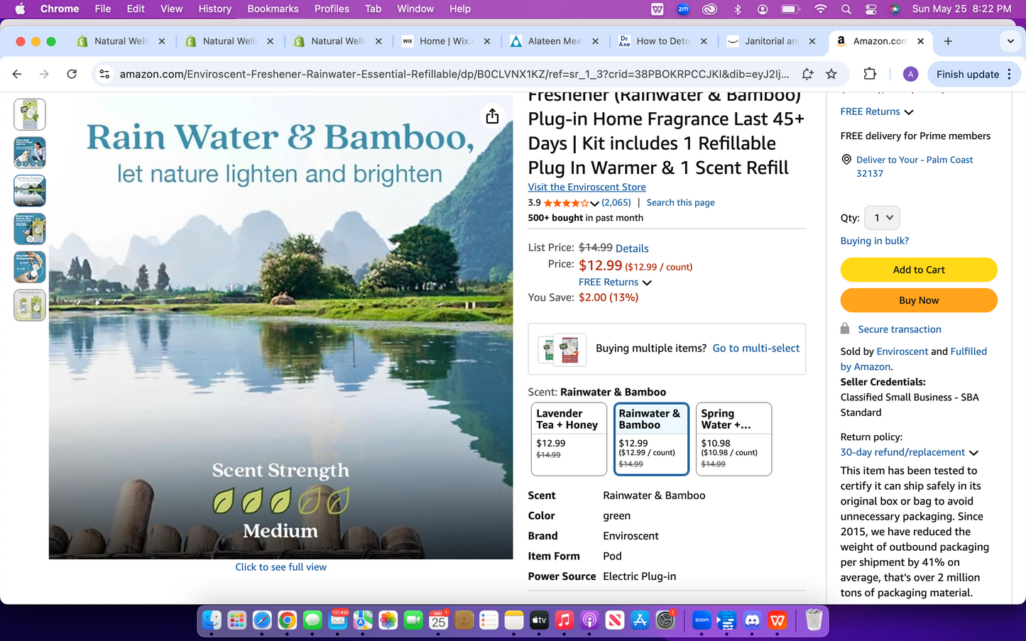 Enviroscent Non Toxic Air Freshener (Rainwater & Bamboo) Plug-in Home Fragrance Last 45+ Days | Kit includes 1 Refillable Plug In Warmer & 1 Scent Refill